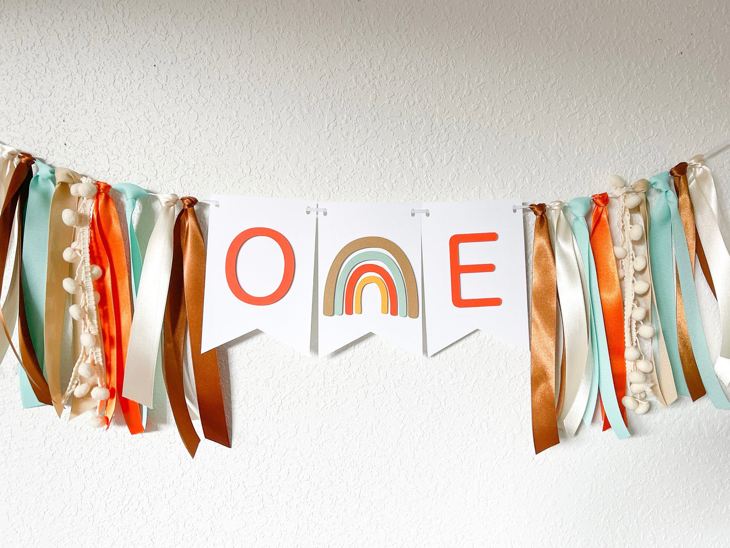 Custom ONE Rainbow Banner – First Birthday High Chair Garland