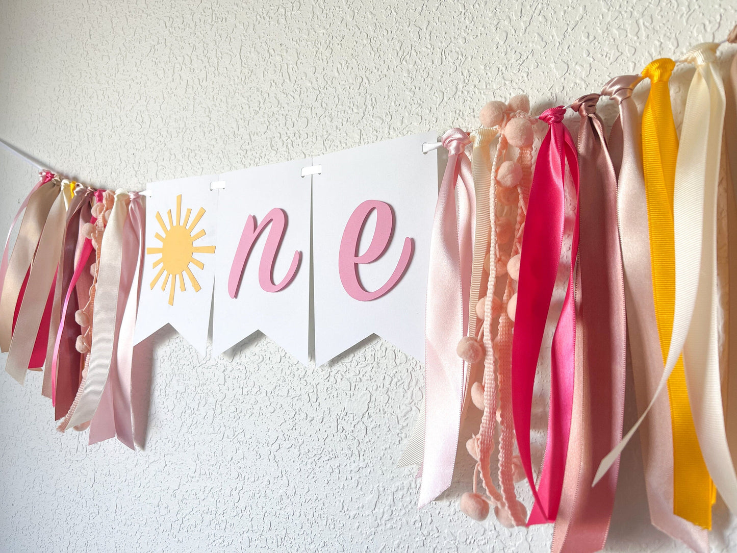 Pink Sunshine High Chair Banner – Girl’s 1st Birthday Decor