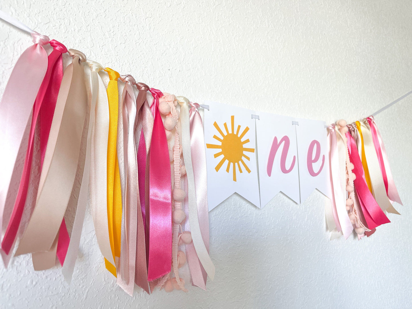 Pink Sunshine High Chair Banner – Girl’s 1st Birthday Decor
