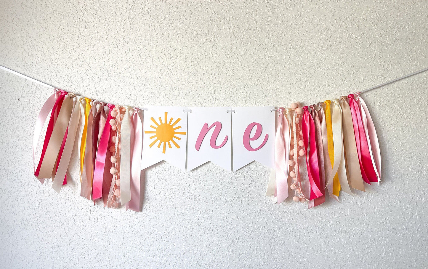 Pink Sunshine High Chair Banner – Girl’s 1st Birthday Decor