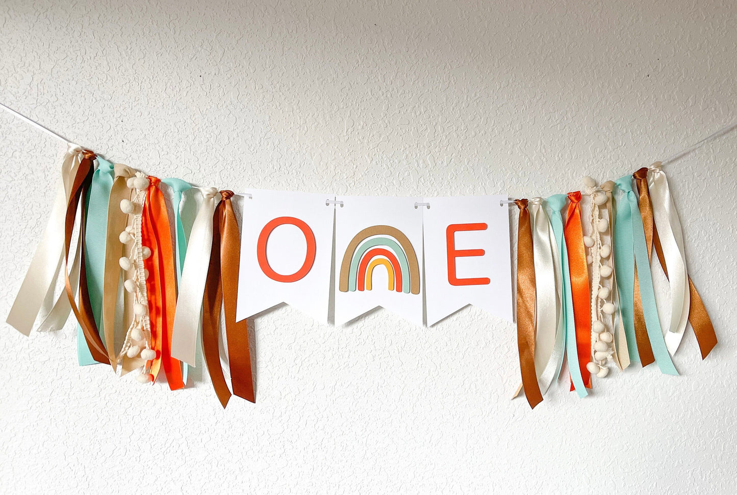 ONE banner rainbow theme birthday garland