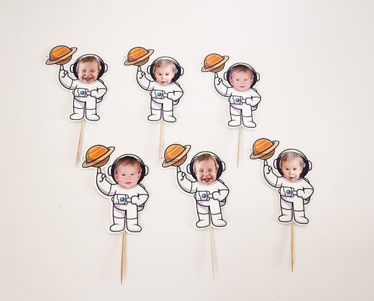 Personalized Astronaut Cupcake Topper – First Trip Around the Sun Space Party
