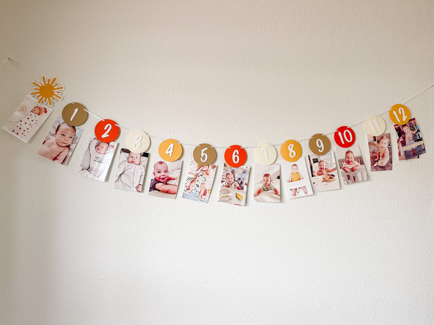 Boho Sunshine Monthly Photo Banner – First Birthday Decor
