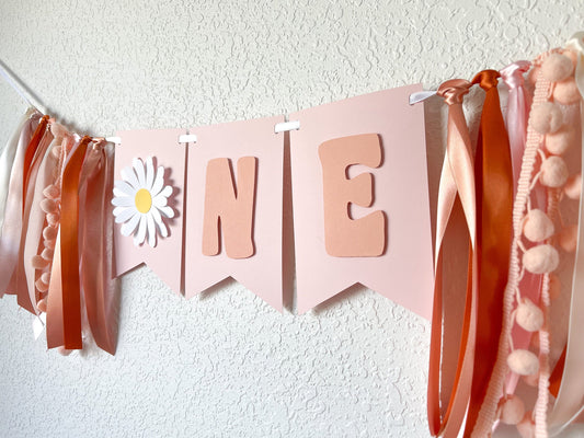 Groovy Daisy ONE High Chair Banner – First Birthday Party Decor