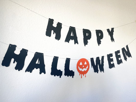 Happy Halloween Banner – Spooky Party Sign & Halloween Decor