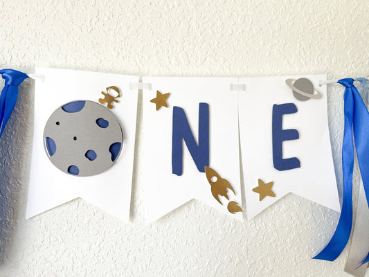 Outer Space Birthday Banner – 1st Trip Around the Sun High Chair Decor