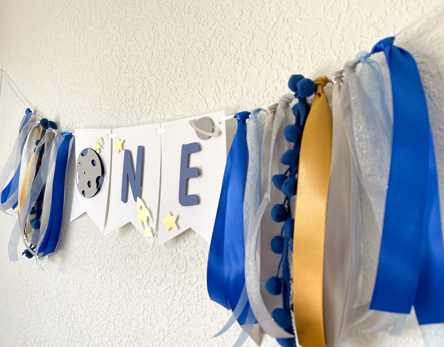 Outer Space Birthday Banner – 1st Trip Around the Sun High Chair Decor