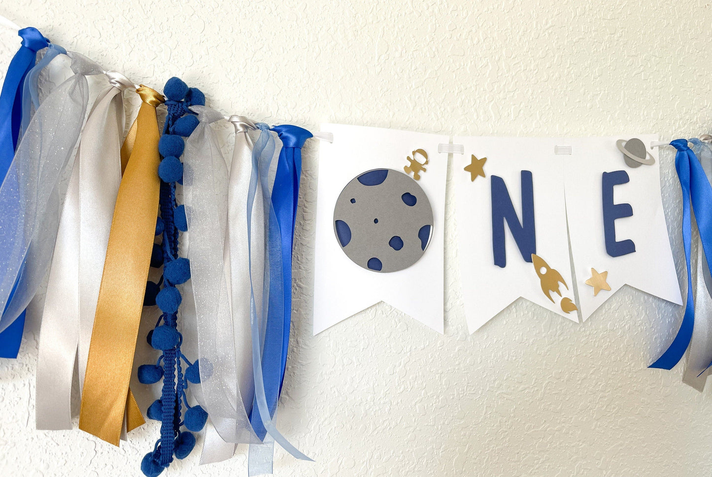 Outer Space Birthday Banner – 1st Trip Around the Sun High Chair Decor