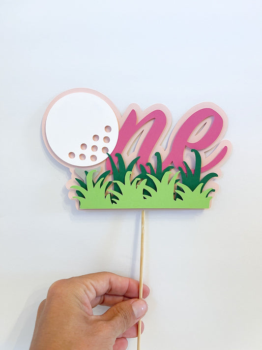 Girl Golf Cake Topper – Hole-in-One 1st Birthday Decor