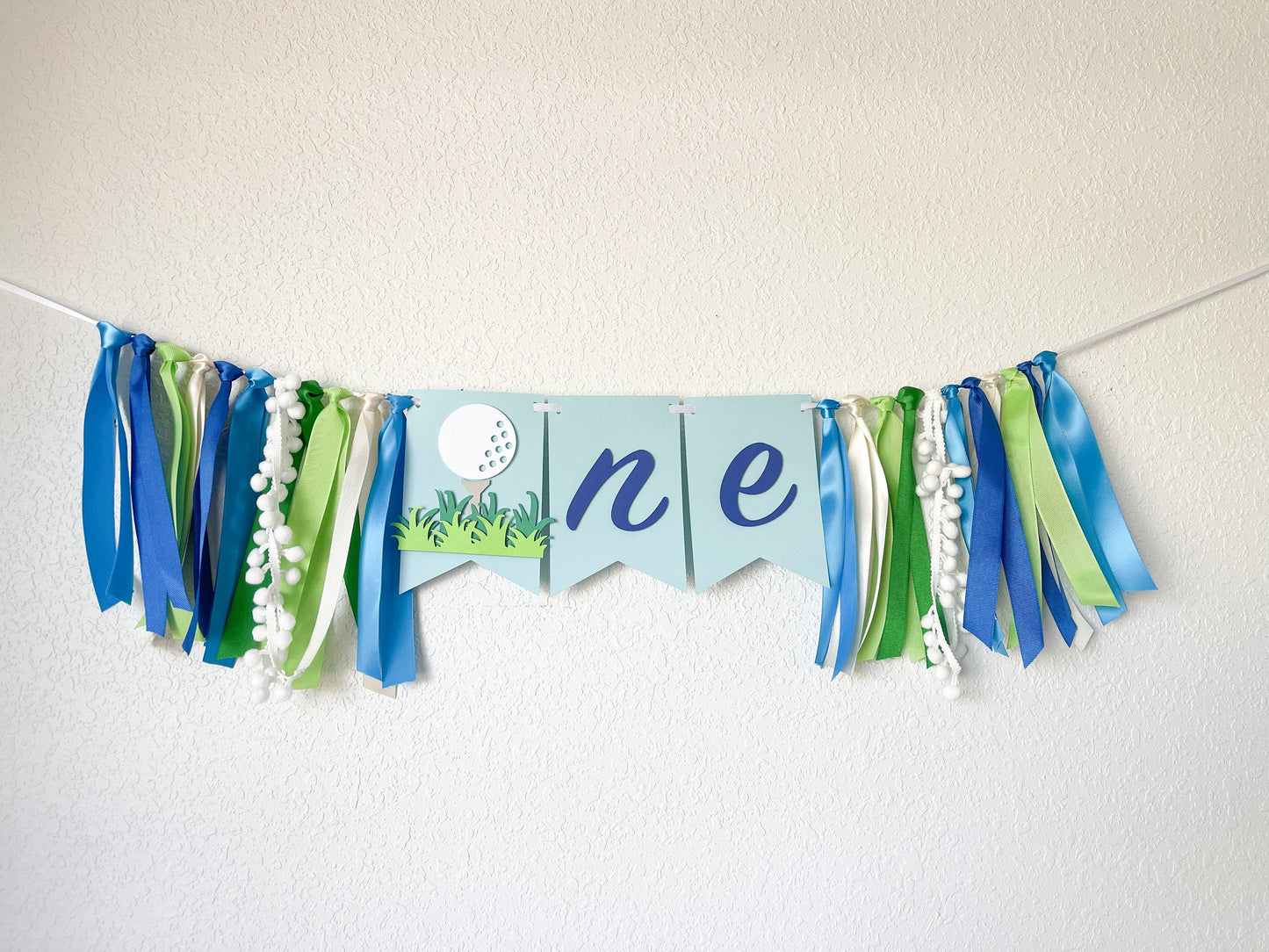 Hole in One Golf Birthday Bundle – High Chair - Photo Banner - Cake Topper
