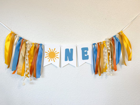 Groovy ONE High Chair Banner – First Trip Around the Sun Birthday Decor