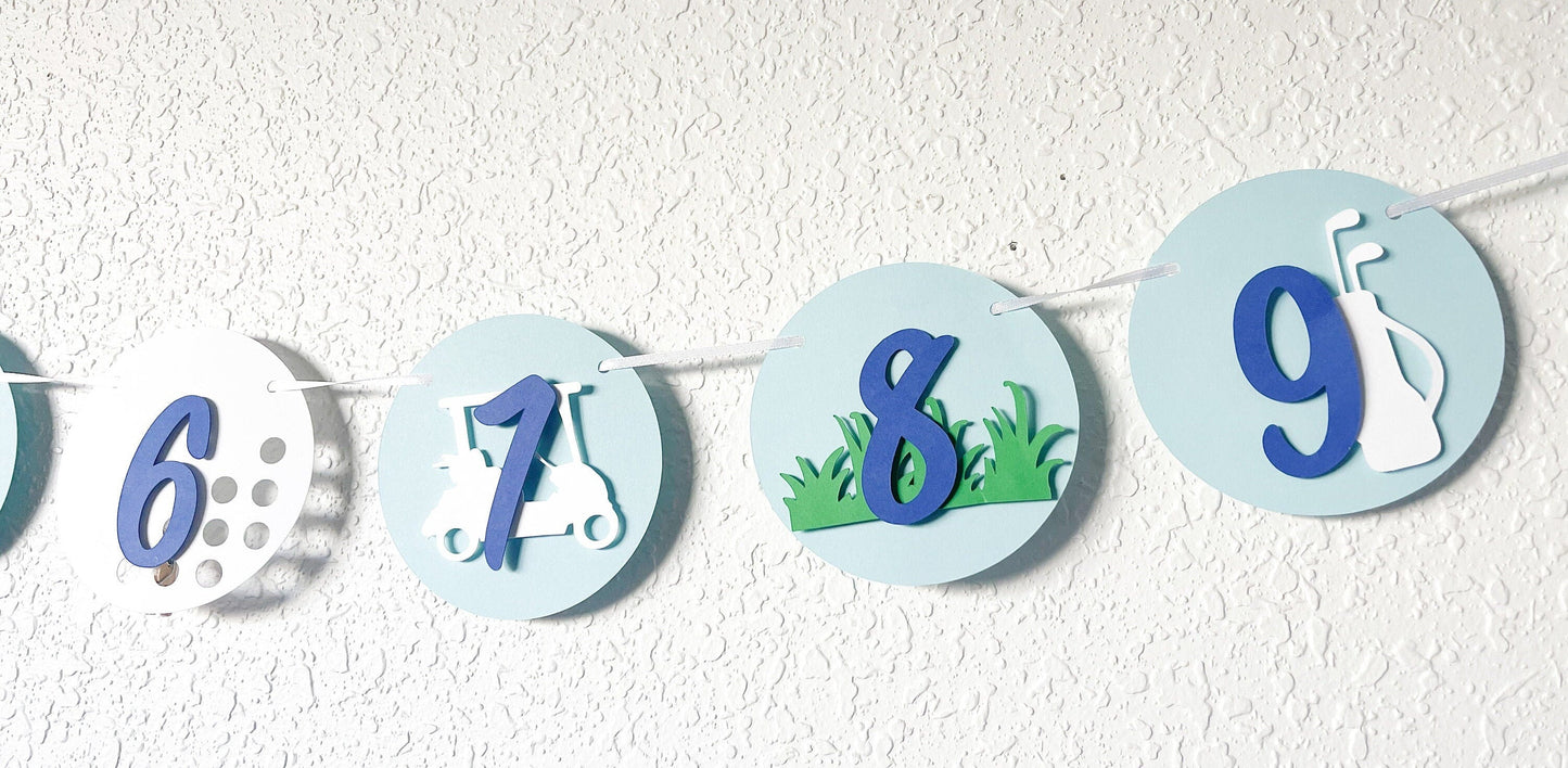 Golf Monthly Milestone Banner – Hole-in-One First Birthday Decor