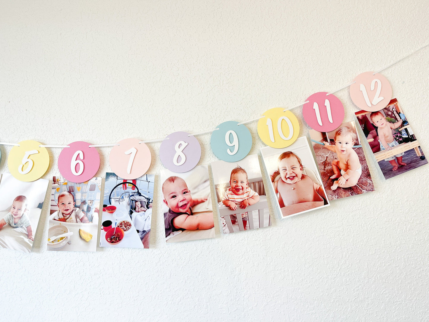 Rainbow Pastel Sunshine Monthly Photo Banner – First Birthday Decor