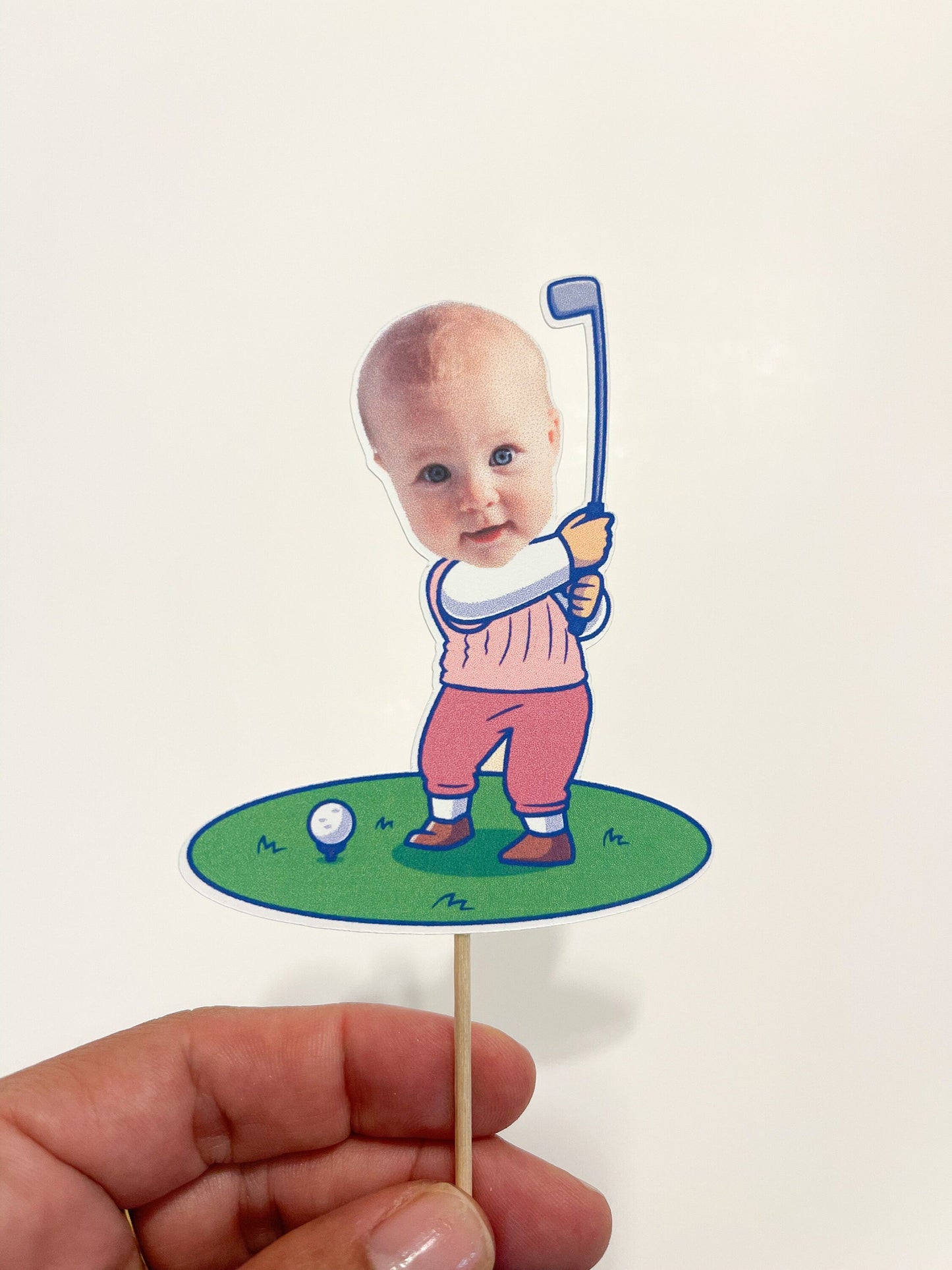 Personalized Girl Pink Golfer Cupcake Toppers | Hole in One Party Decorations