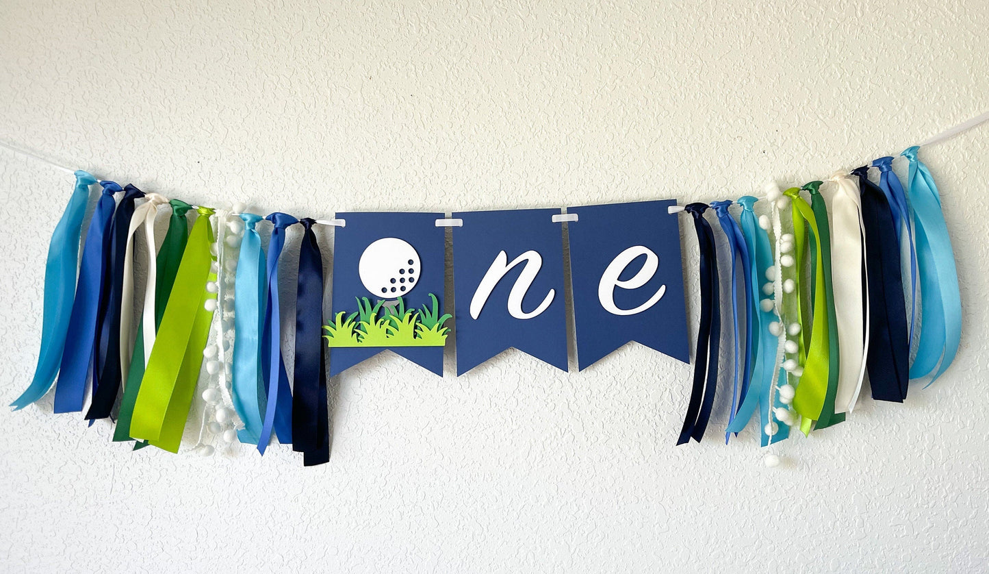 Golf ONE Highchair Banner – Hole-in-One 1st Birthday Decor