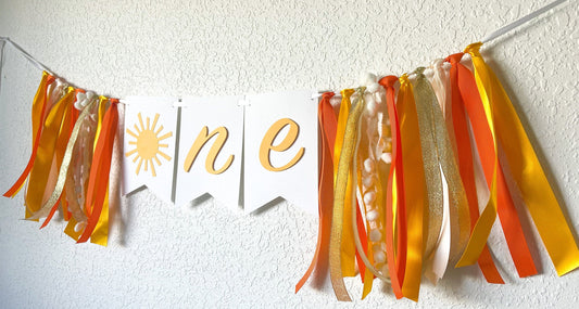Sunshine High Chair Banner – Neutral First Birthday Decor