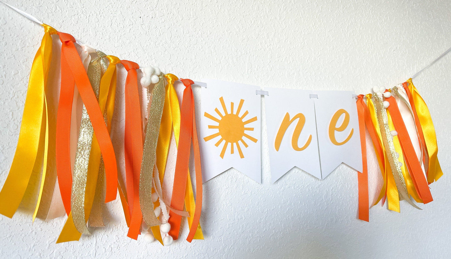 Sunshine High Chair Banner – Neutral First Birthday Decor