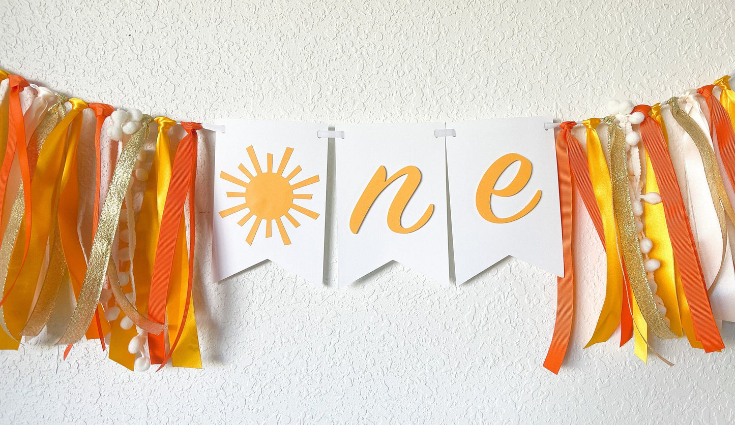 Sunshine High Chair Banner – Neutral First Birthday Decor