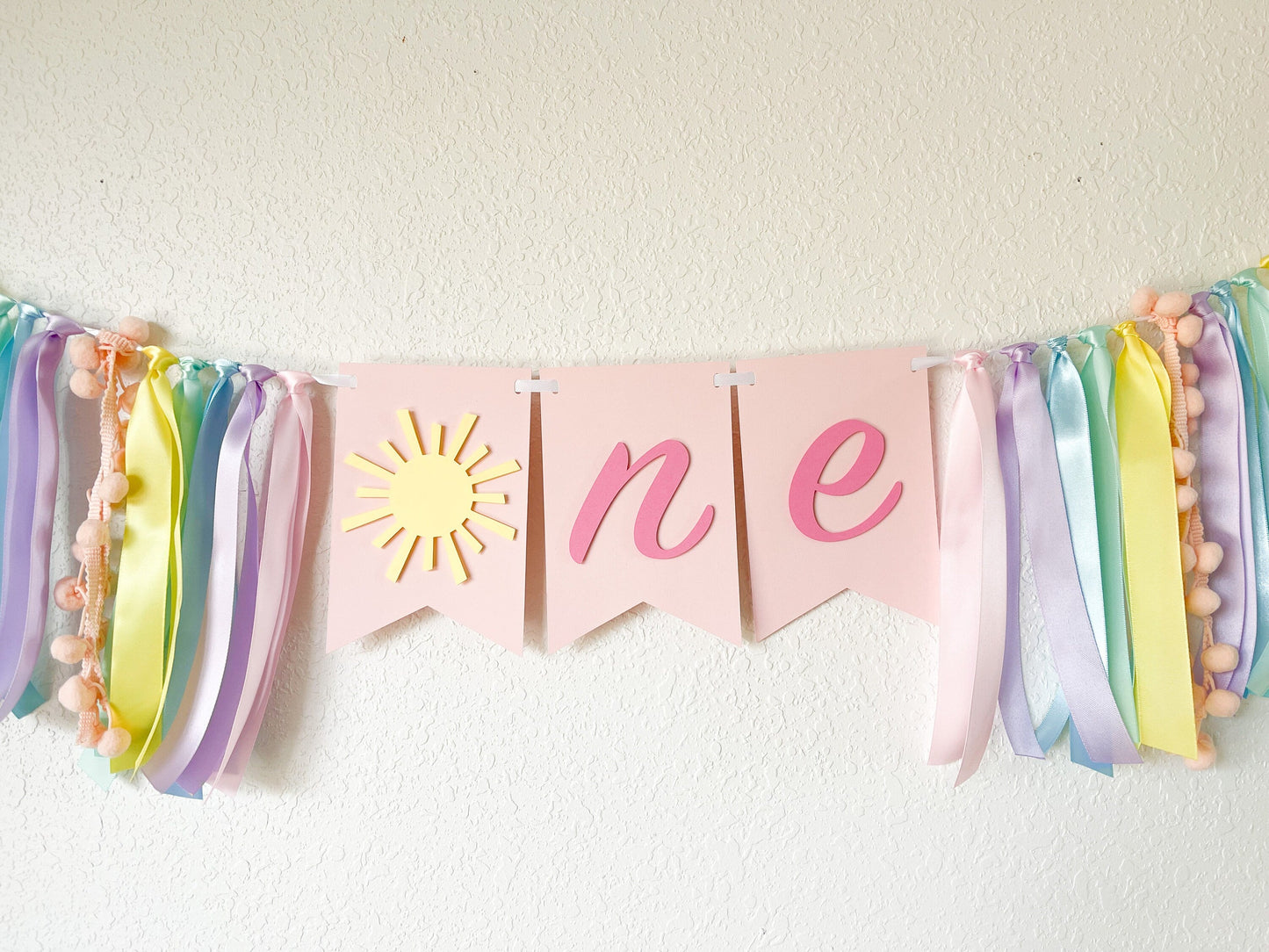 pastel sun banner for baby girl first birthday