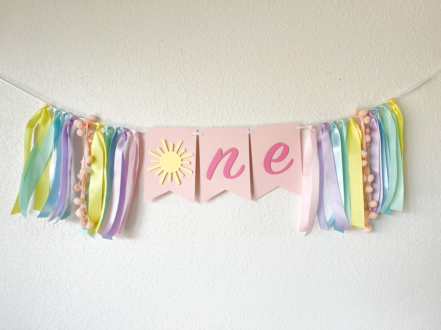 Pastel Sunshine High Chair Banner – 1st Birthday “You Are My Sunshine” Theme