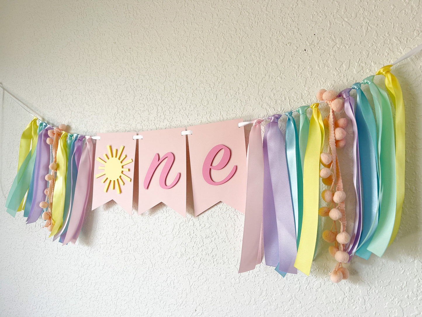 Pastel Sunshine High Chair Banner – 1st Birthday “You Are My Sunshine” Theme