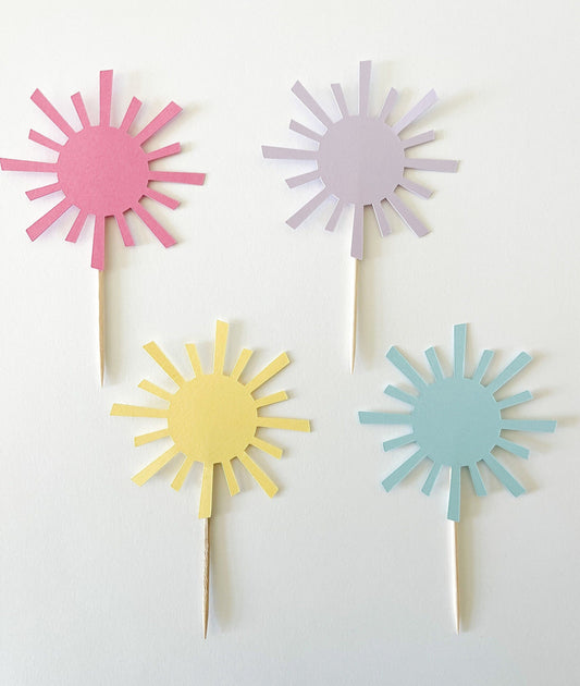 Pastel Sun Cupcake Toppers – 1st Birthday or First Trip Around the Sun Decor