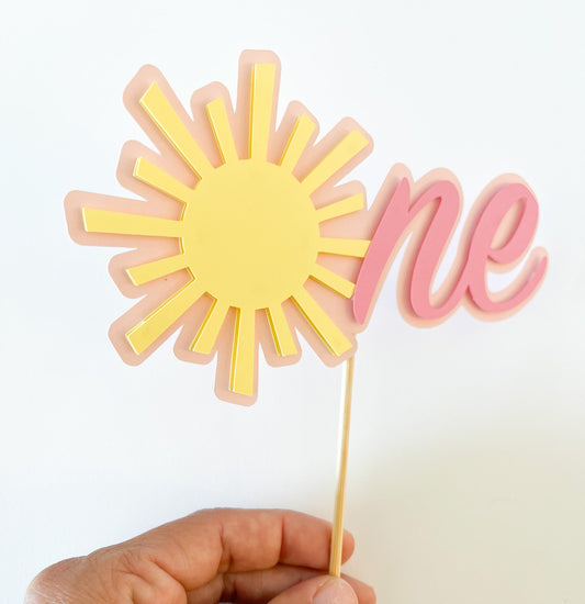 Sunshine “One” Cake Topper – Pastel First Birthday Party Decor