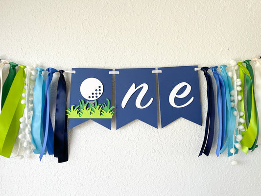 Golf ONE Highchair Banner – Hole-in-One 1st Birthday Decor