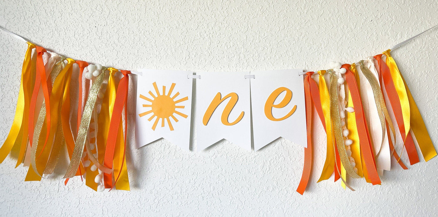 Sunshine High Chair Banner – Neutral First Birthday Decor