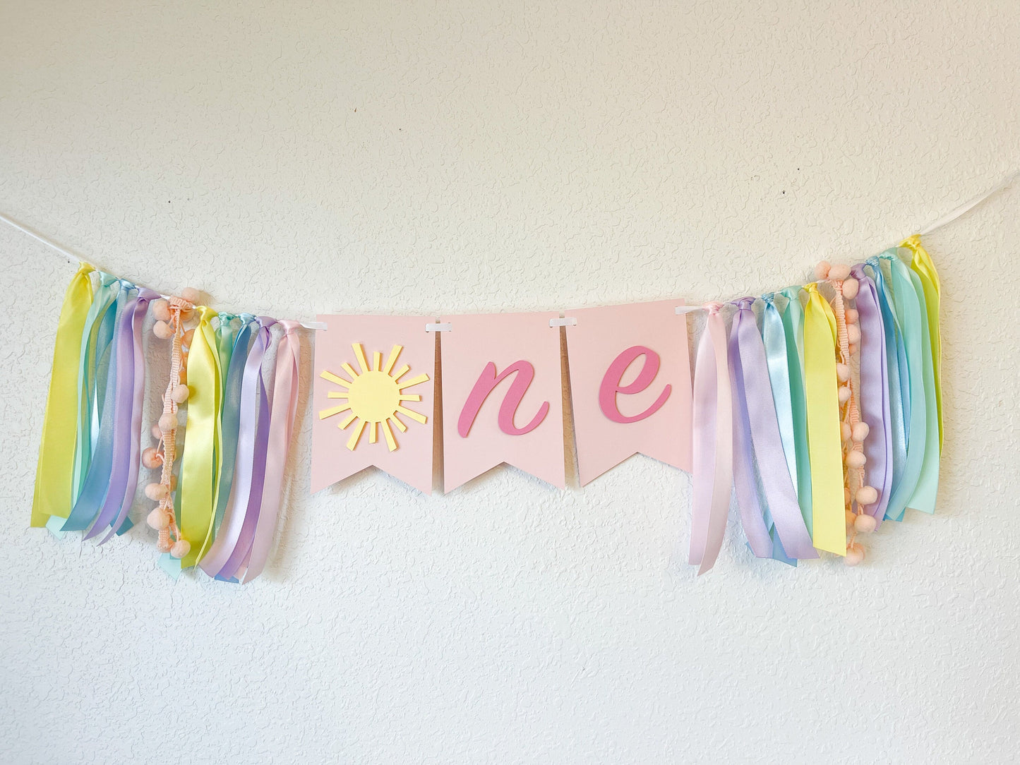 Pastel Sunshine High Chair Banner – 1st Birthday “You Are My Sunshine” Theme