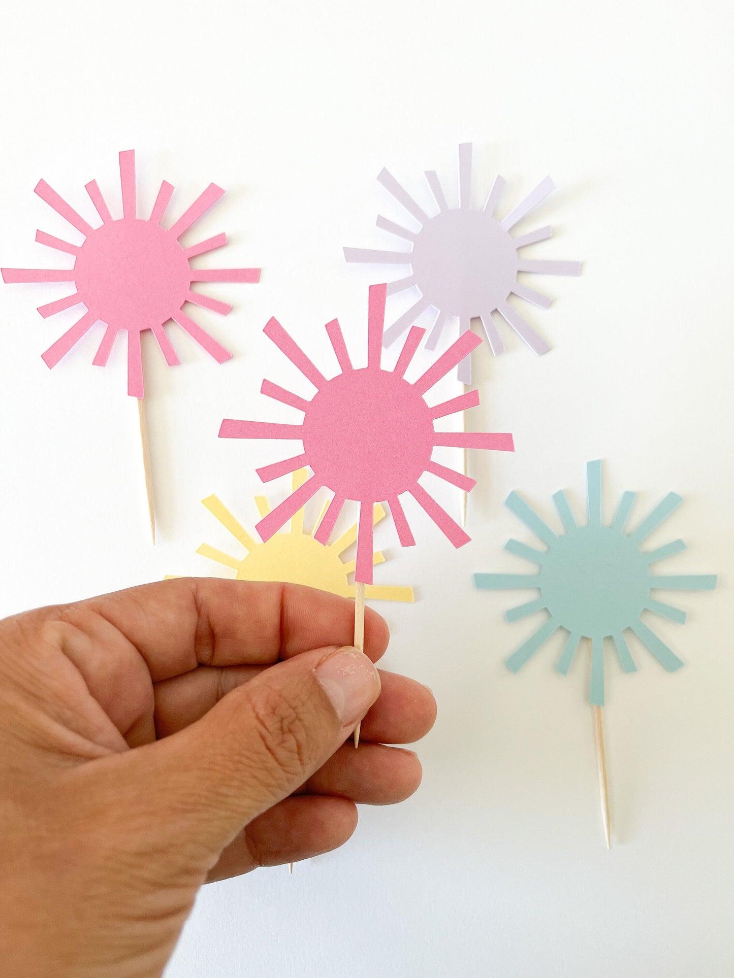 Pastel Sun Cupcake Toppers – 1st Birthday or First Trip Around the Sun Decor