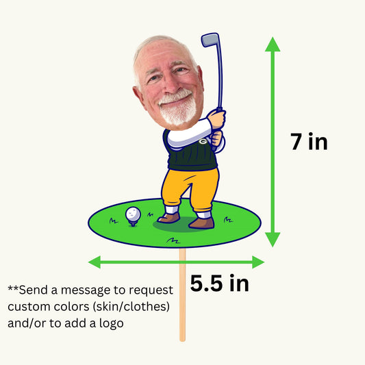 Golf Cake Topper with Custom Photo – Gift for Dad or Him