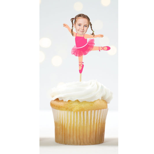 Personalized Ballerina Cupcake Toppers with Photo – Tutu Party Supplies