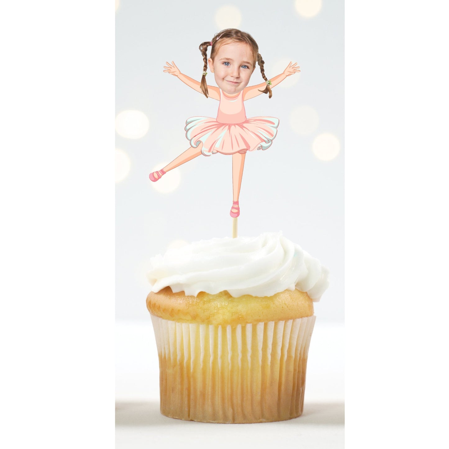 Personalized Ballerina Cupcake Toppers with Photo – Tutu Party Supplies