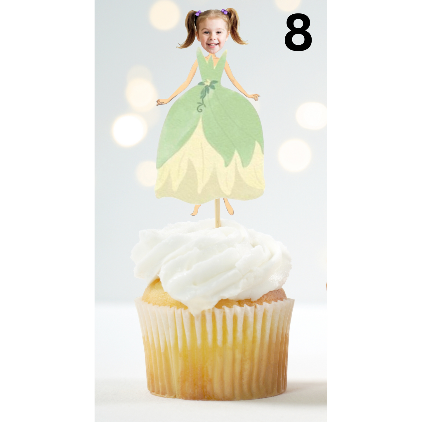 Custom Princess Face Cupcake Topper – Royal Birthday Party Decor