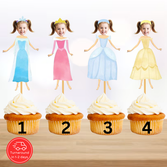 princess themed party cupcake decoration