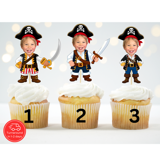 custom pirate cupcake topper with photo