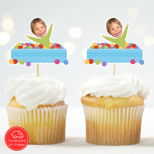 ball pit birthday cupcake topper custom photo