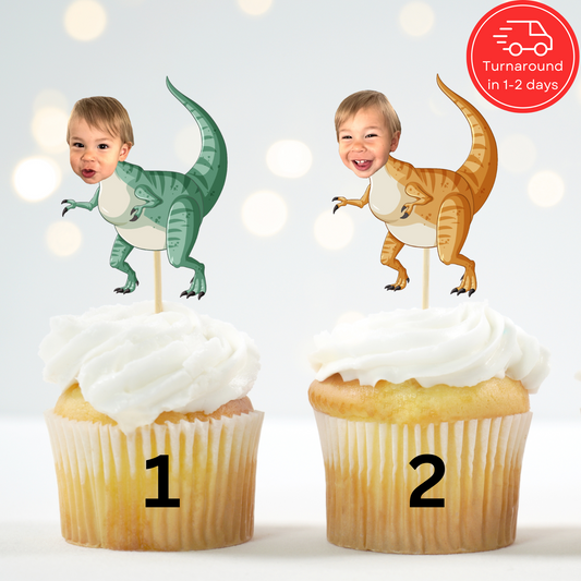 Dinosaur Cupcake Topper – Personalized Birthday Party Decor