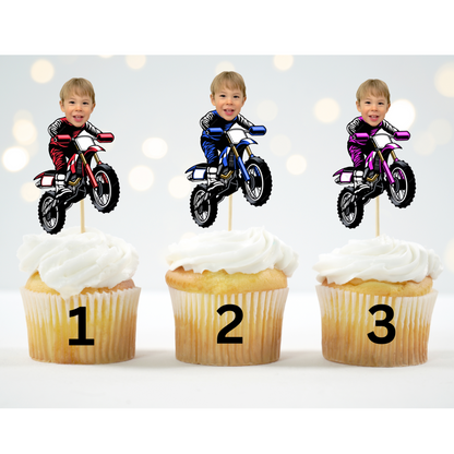 custom dirt bike cupcake topper with photo