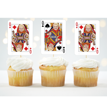 custom photo playing card cupcake topper