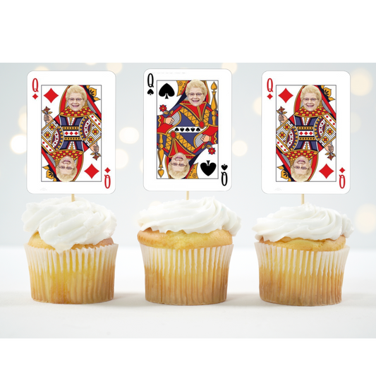 custom photo playing card cupcake topper