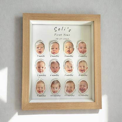 Monthly Framed Baby First Year Personalized Frame 12 Months Photos Personalized Photo Frame for Baby, Baby Gift