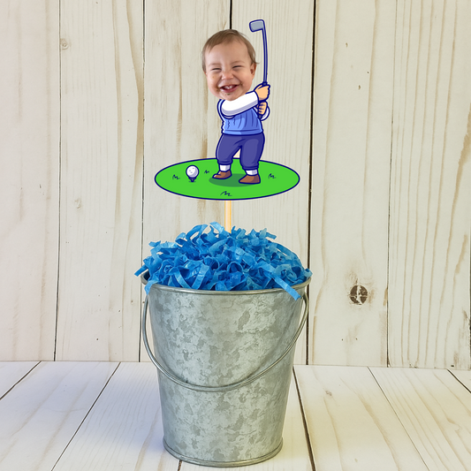 custom photo golfer centerpiece for golf birthday or Father’s Day