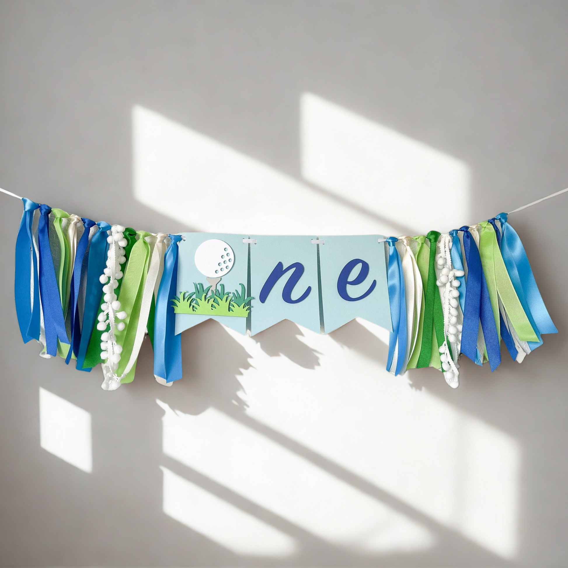 Golf ONE highchair banner for first birthday party