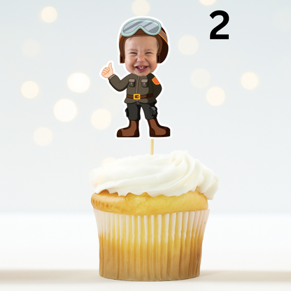 Custom Pilot Aviator Top Gun Cupcake Topper