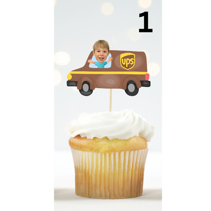 Custom Mail Truck Face Cupcake Topper – Postal Birthday Party Decor