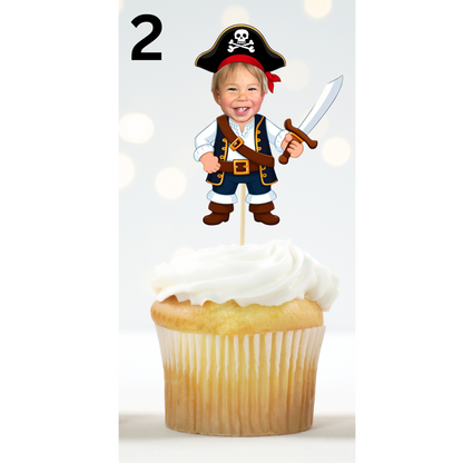 Personalized Pirate Face Cupcake Topper – Birthday Party Decor