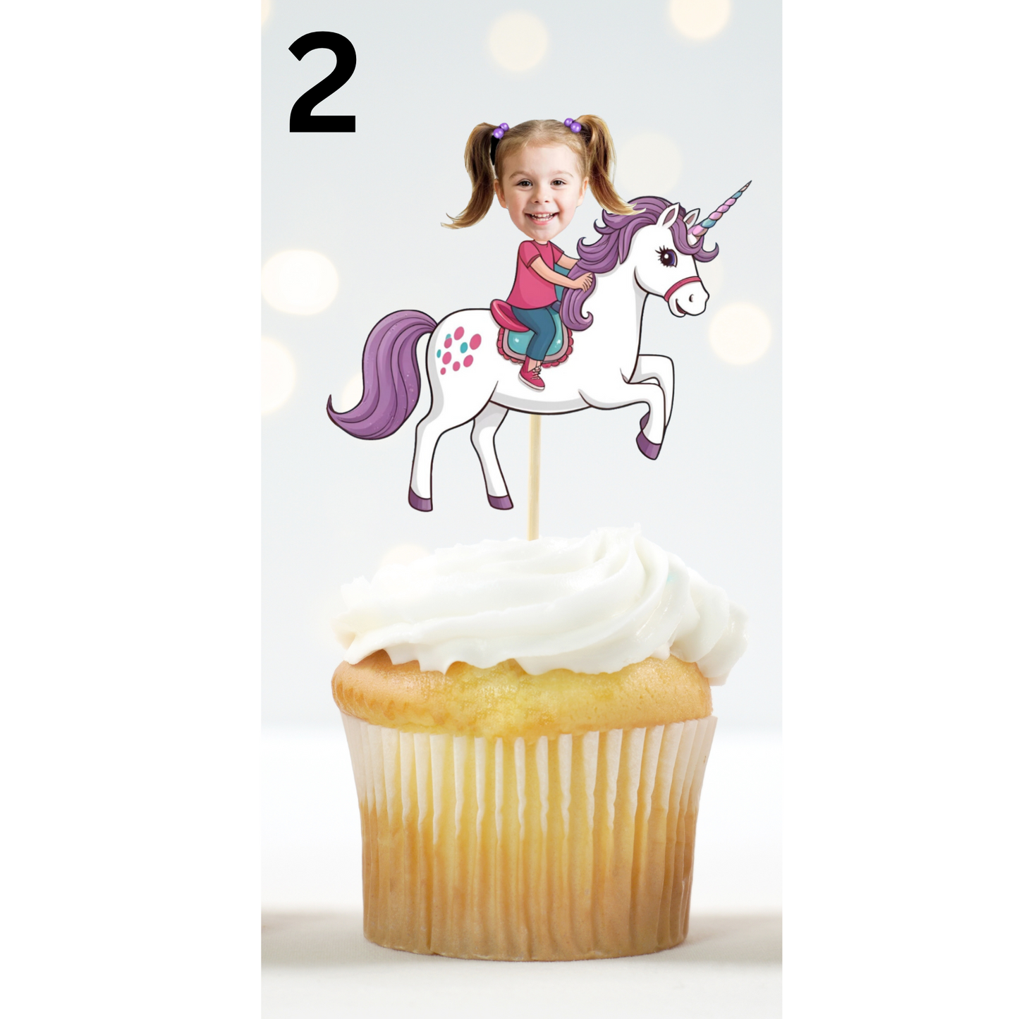 Custom Photo Unicorn Cupcake Toppers – Magical Party Supplies
