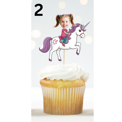 Custom Photo Unicorn Cupcake Toppers – Magical Party Supplies